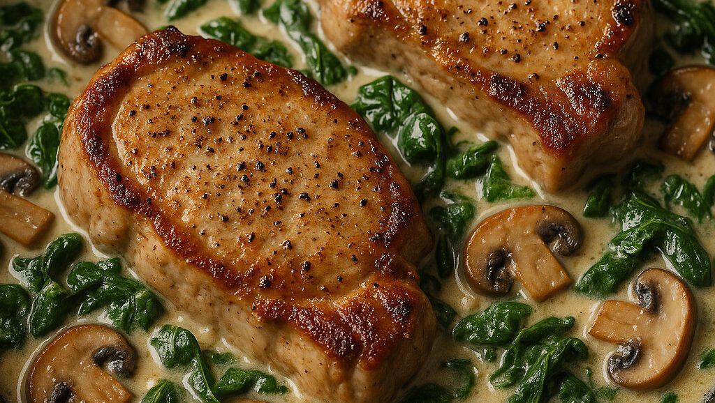 Creamy-Garlic-Butter-Pork-Chops-with-Spinach-and-Mushrooms-main-02