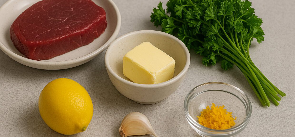 Keto-Venison-Steaks-with-Garlic-Herb-Butter-and-Sauteed-Greens-ingredients-01